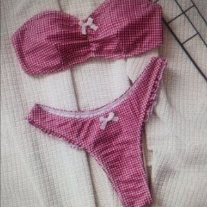 Pink Strapless Bikini Set